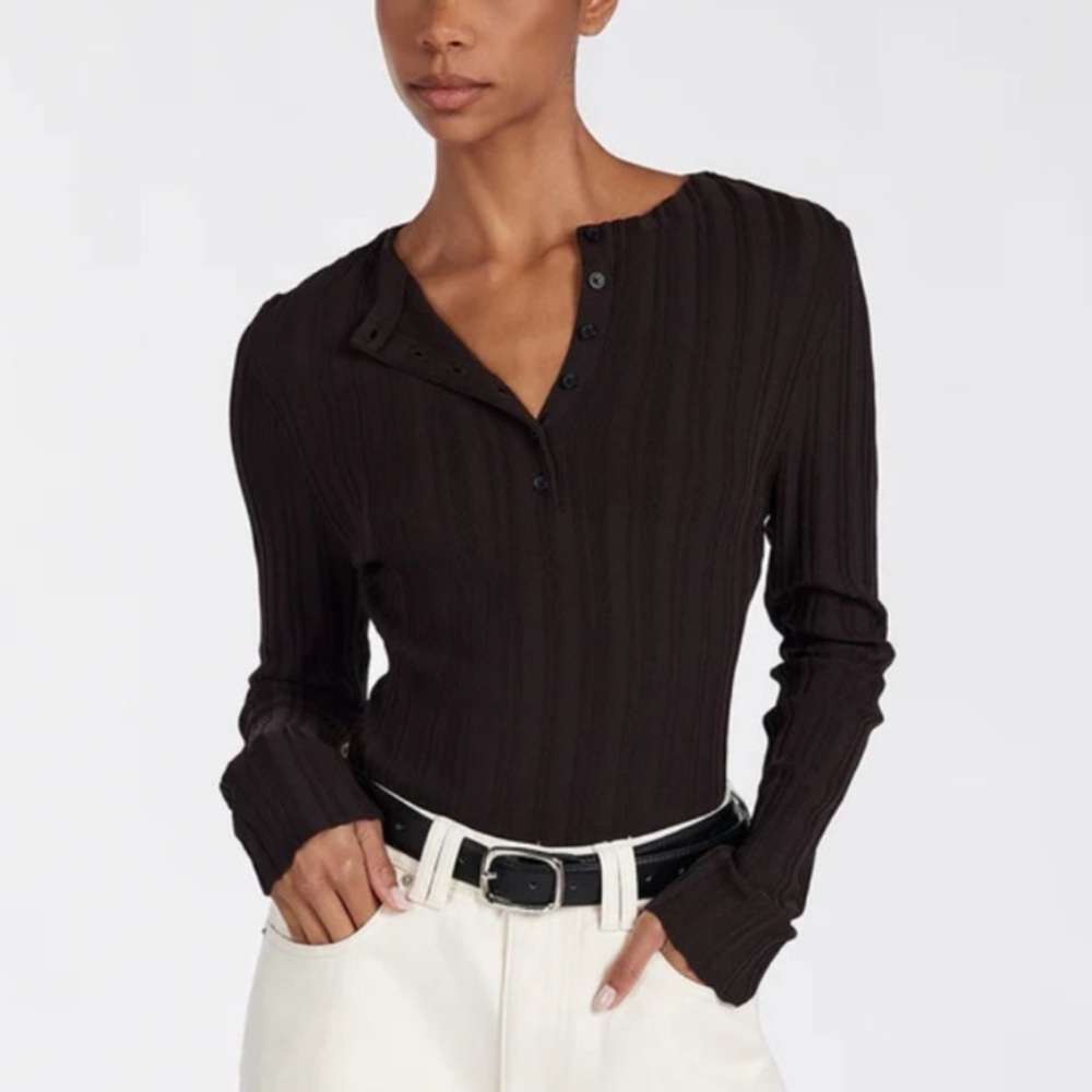 DISSH Ribbed Long Sleeve Henley Top